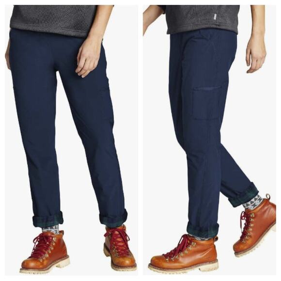 NWT Eddie Bauer Polar Fleece Lined Pull On Pants Navy Size 16 - Picture 1 of 10